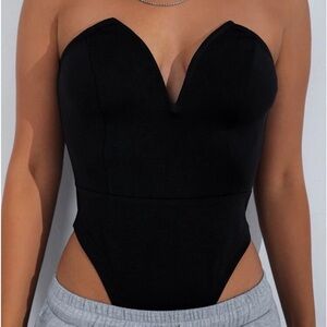 SHEIN Solid V Bra Bodysuit NWT
